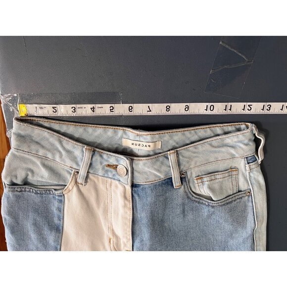 PacSun Womens High-Rise Two-Tone Mom‎ Jeans Size 25 Cotton Blend Blue & White - Picture 3 of 13